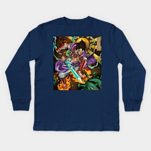 Vegeta and Susanoo-no-Mikoto Potara Earrings fusion Kids Long Sleeve T-Shirt